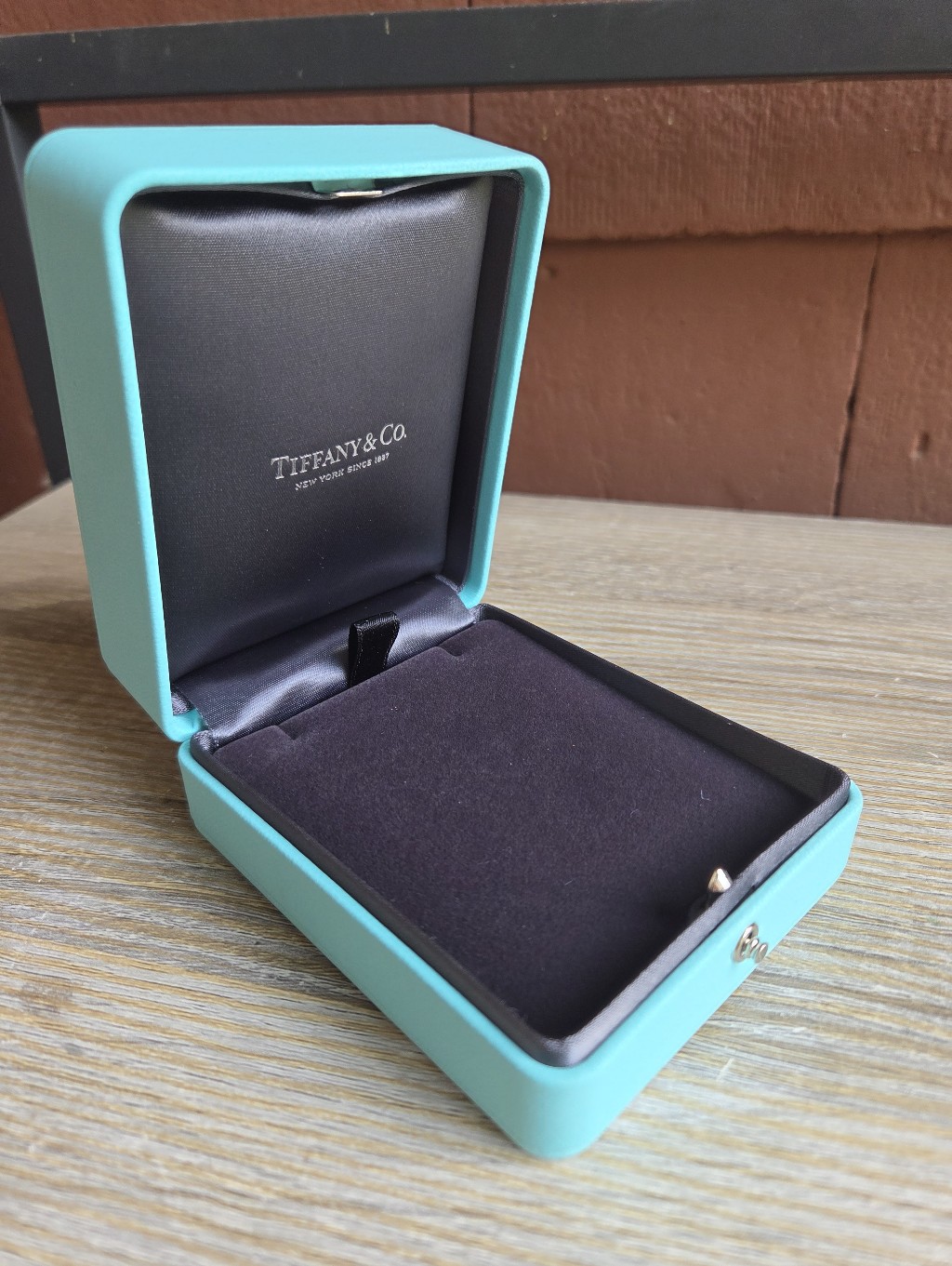 Tiffany  Co Large Blue Leather Necklace Presentation Box  Jewelry Case Box